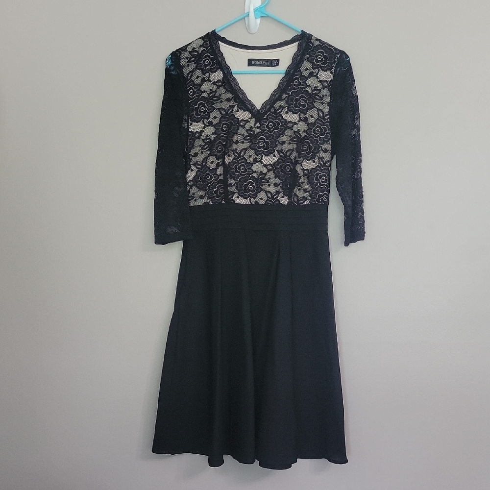 Homeyee Black Midi Dress Size M